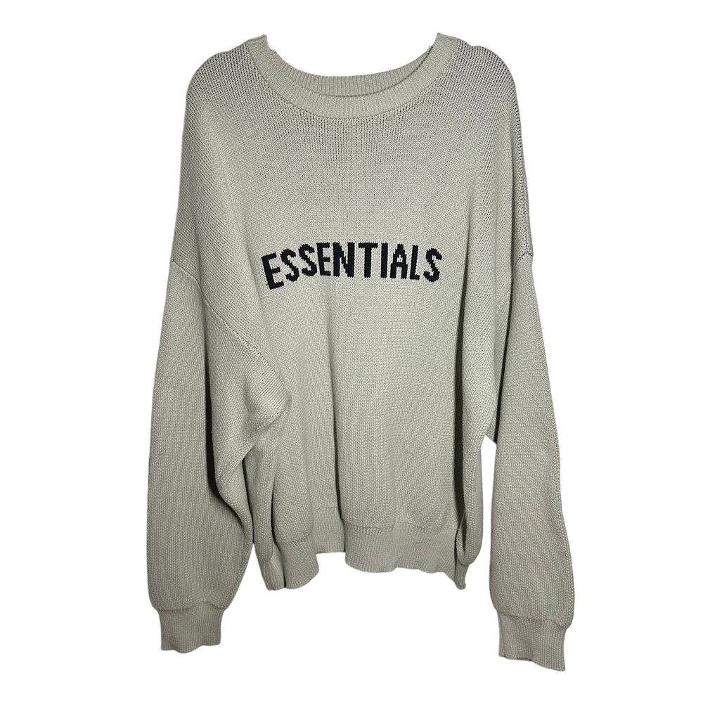 Fear of God Essentials Men's FW21 Knit Pullover Sweater Green Concrete Size XXL - Picture 2 of 16